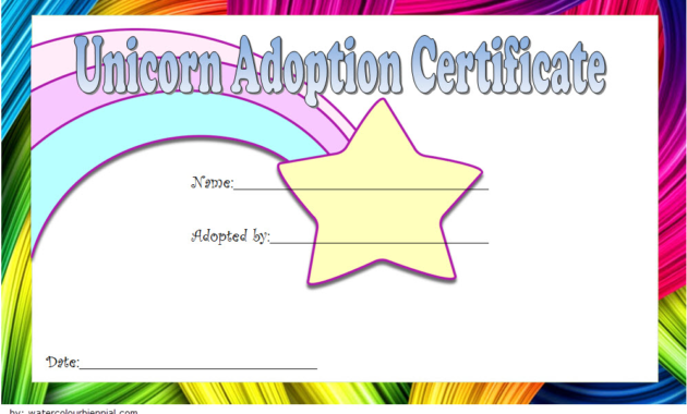 unicorn adoption certificate free printable, unicorn adoption certificate printable, free printable unicorn adoption certificate