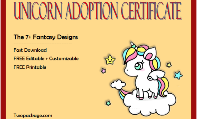 unicorn adoption certificate free printable, unicorn adoption certificate printable, free printable unicorn adoption certificate