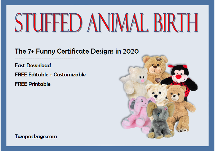 7+ Quizzical Stuffed Animal Birth Certificate Template Free Designs