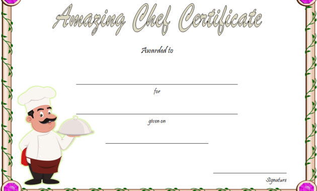 chef certificate template, pampered chef gift certificate template, chef of the month certificate template, master chef certificate template