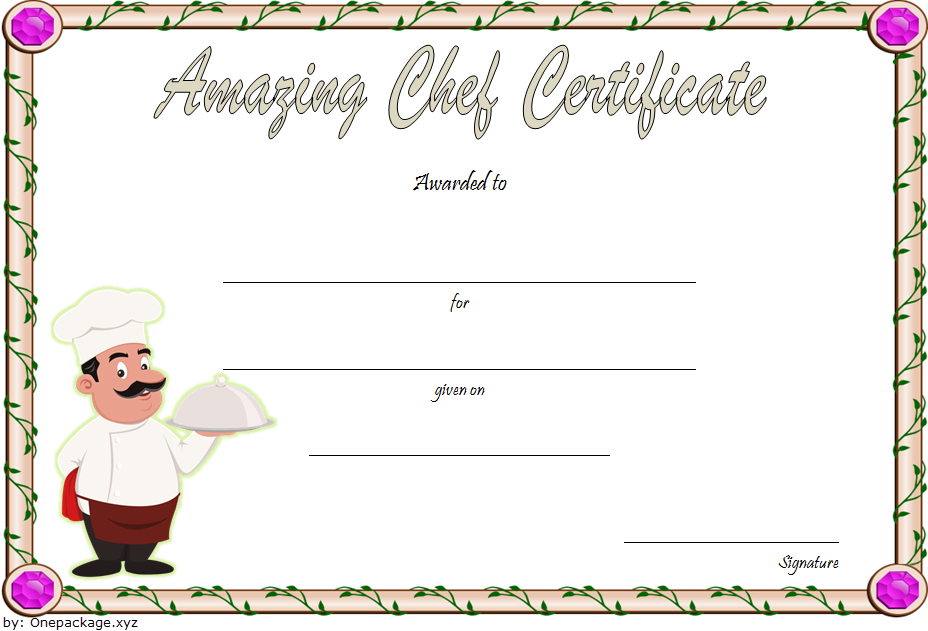 chef certificate template, pampered chef gift certificate template, chef of the month certificate template, master chef certificate template