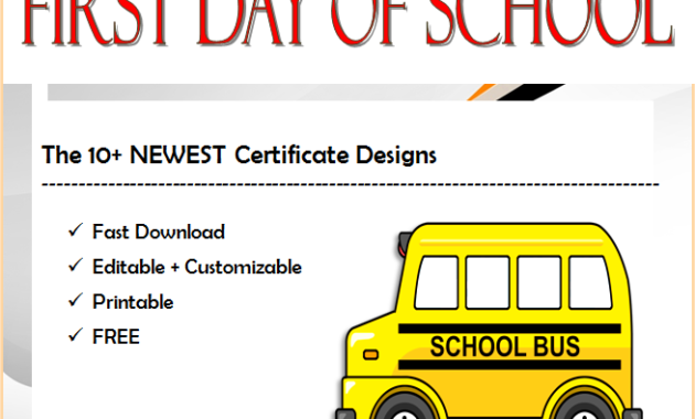 first day of school certificate printable, welcome back to school certificate, i survived my first day of school certificate, free printable first day of school certificate, first day of school certificate for preschool, great first day of school certificate