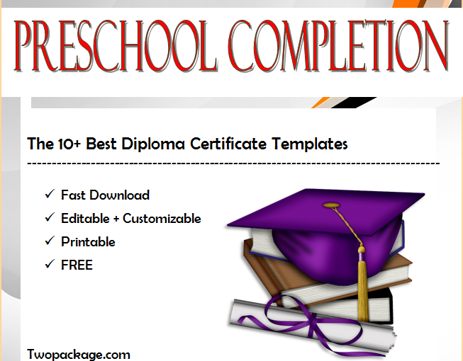 10+ Free Preschool Diploma Certificate Templates