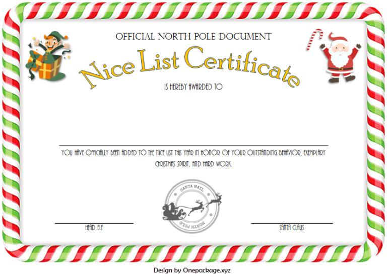 Free Printable Elf on The Shelf Nice List Certificate 2 Two Package