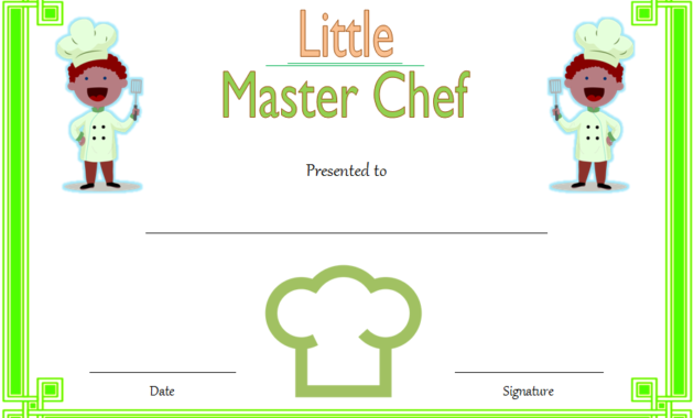 chef certificate template, pampered chef gift certificate template, chef of the month certificate template, master chef certificate template