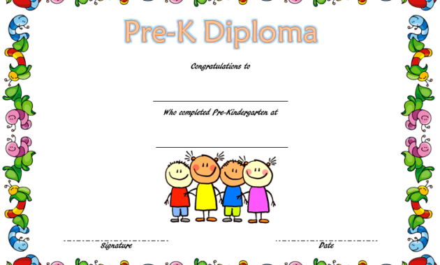 pre k diploma template, pre kindergarten certificate of completion, pre kindergarten certificate printable, pre-kindergarten diploma template