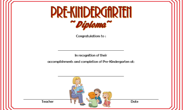 pre k diploma template, pre kindergarten certificate of completion, pre kindergarten certificate printable, pre-kindergarten diploma template