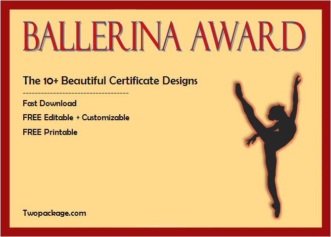 Top 10+ Pretty Ballet Certificate Templates Free Editable