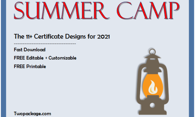 summer camp certificate design, camper of the week certificate template, summer camp certificate of participation