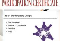 Certificate of Participation Template Word FREE Download by Two Package