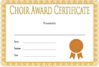 Choir Award Certificate Template FREE Customizable 2