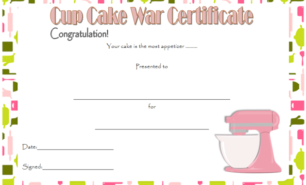 free cupcake gift certificate template, cupcake wars certificate, cupcake wars winner certificate, cupcake wars certificate of participation
