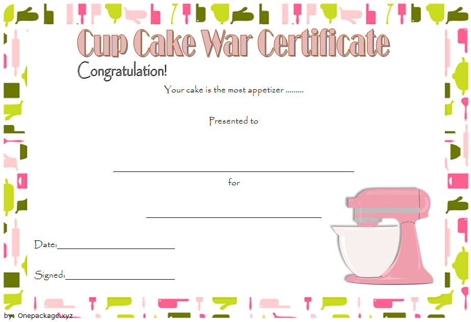 free cupcake gift certificate template, cupcake wars certificate, cupcake wars winner certificate, cupcake wars certificate of participation