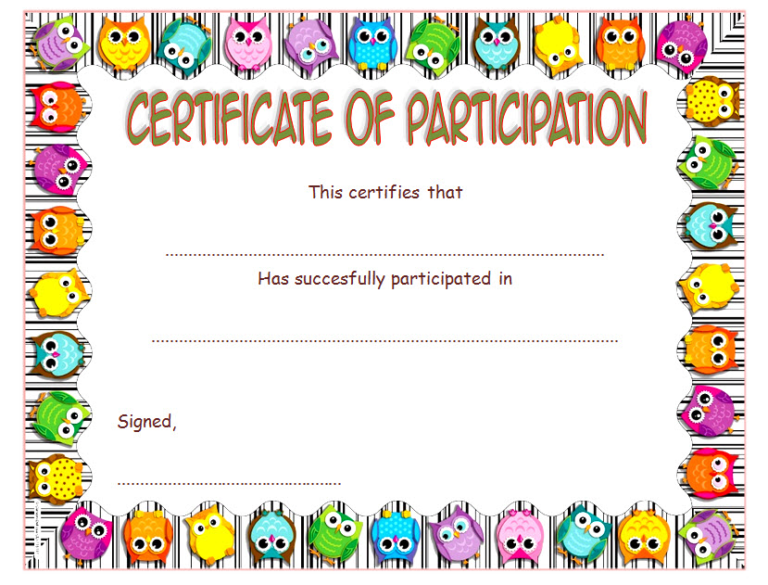 FREE Childrens Certificate of Participation Template 2 | Two Package ...