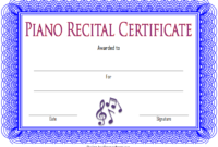 Piano Recital Certificate Free Printable 2