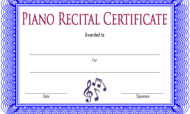 piano certificate template, piano recital certificate template, piano exam certificate template, piano certificate free printable, piano recital certificate free printable