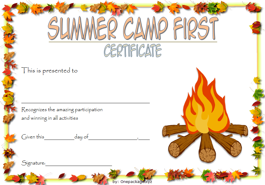 summer camp certificate design, camper of the week certificate template, summer camp certificate of participation