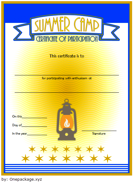summer camp certificate design, camper of the week certificate template, summer camp certificate of participation