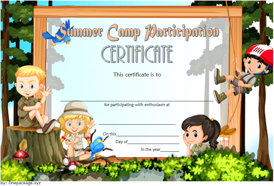 summer camp certificate design, camper of the week certificate template, summer camp certificate of participation