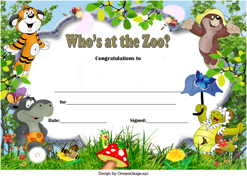 Who Zoo Certificate Template Free Download 1 Two Package Template