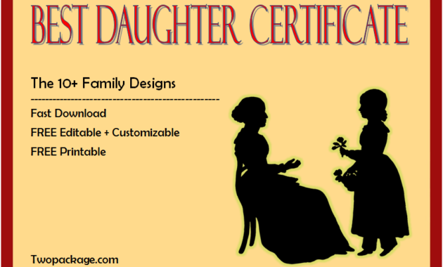 free printable best daughter certificate, best daughter in the world certificate, best daughter award certificate, world's best daughter certificates free, worlds best daughter certificate