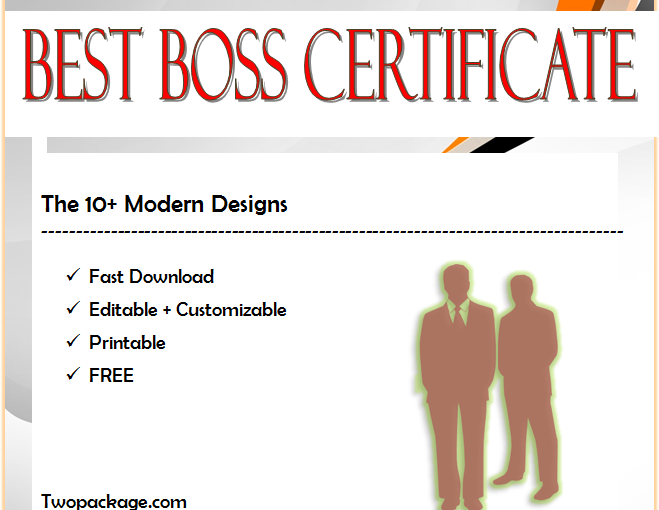 Top 10+ World’s Best Boss Certificate Templates Free Download