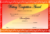 2nd Winner Writing Contest Certificate Template FREE