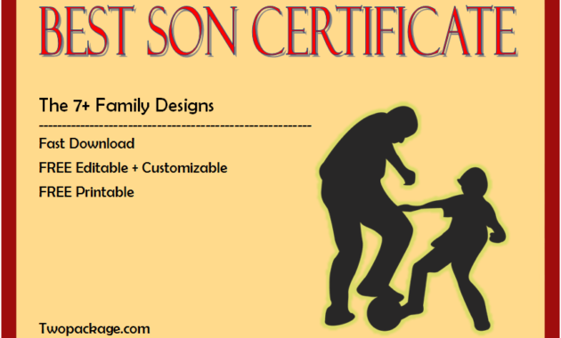 world's best son certificate, best son award certificate, best son ever certificate, printable best son certificate