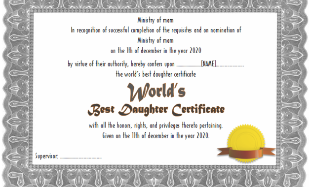 free printable best daughter certificate, best daughter in the world certificate, best daughter award certificate, world's best daughter certificates free, worlds best daughter certificate