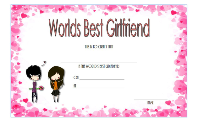 best girlfriend certificate template, best girlfriend certificate printable, best girlfriend award certificate template, best girlfriend in the world certificate