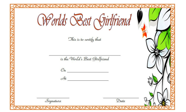 best girlfriend certificate template, best girlfriend certificate printable, best girlfriend award certificate template, best girlfriend in the world certificate