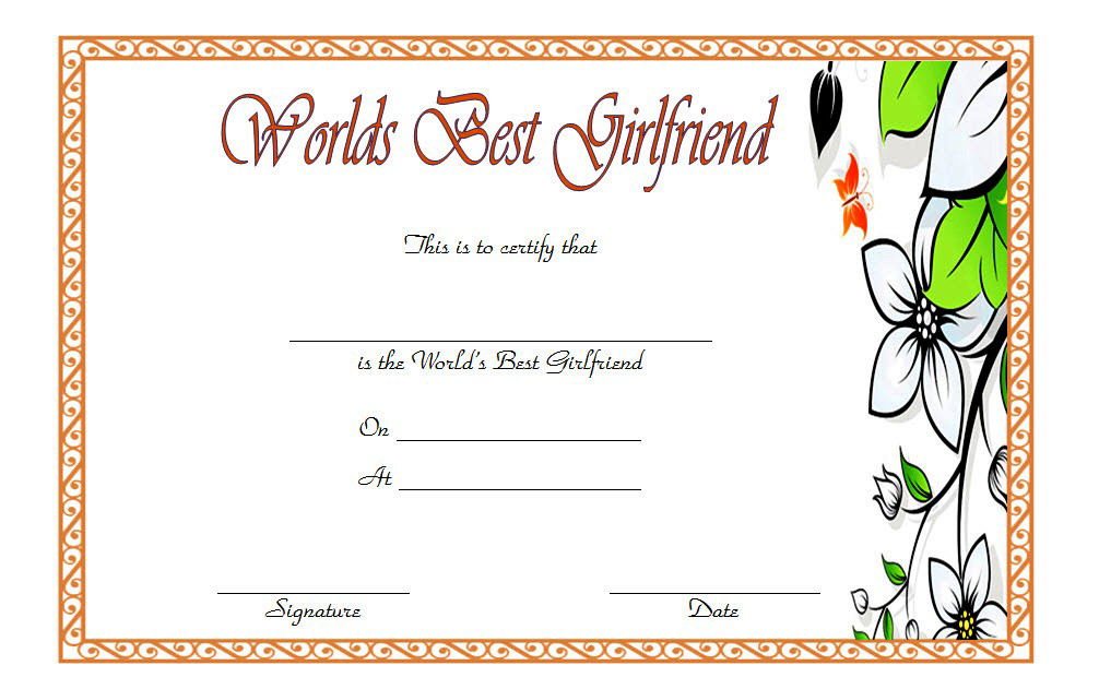 best girlfriend certificate template, best girlfriend certificate printable, best girlfriend award certificate template, best girlfriend in the world certificate