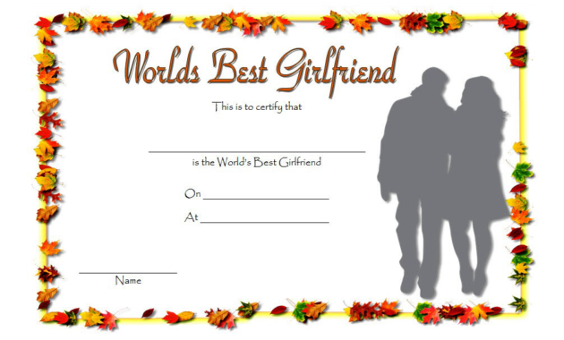 best girlfriend certificate template, best girlfriend certificate printable, best girlfriend award certificate template, best girlfriend in the world certificate