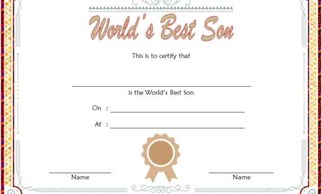 world's best son certificate, best son award certificate, best son ever certificate, printable best son certificate