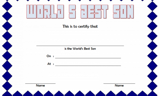 world's best son certificate, best son award certificate, best son ever certificate, printable best son certificate