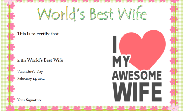 world's best wife certificate template, best wife award certificate, best wife in the world certificate, best wife certificate online