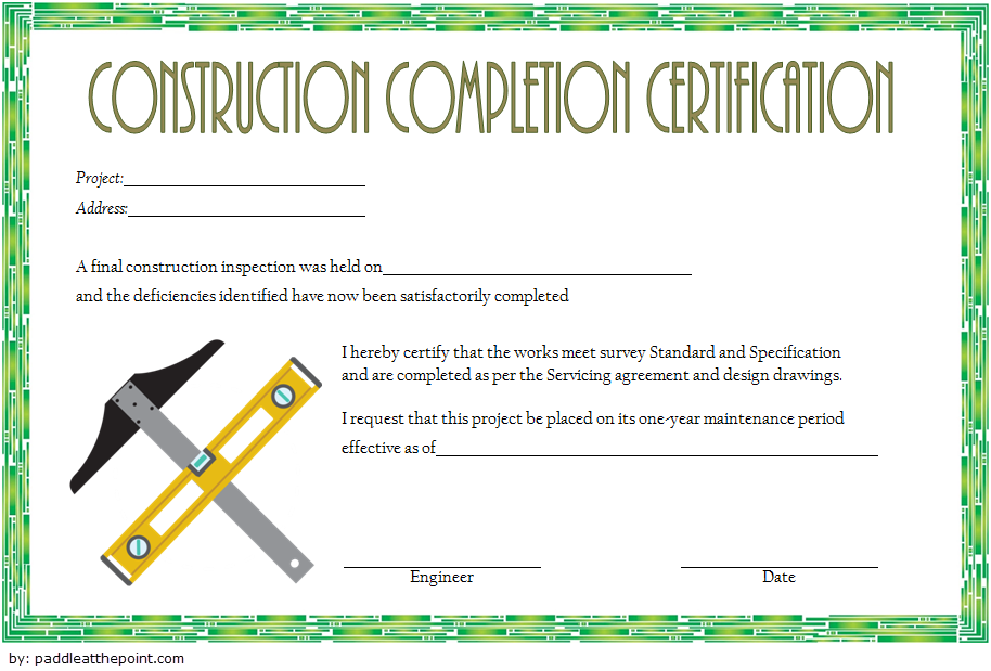 certificate of completion construction template, construction certificate of completion template, building certificate of completion template, construction training certificate template, construction vesting certificate template, construction certificate template