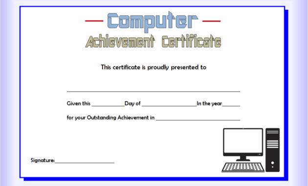 computer certificate template word, computer award certificate template, computer training certificate template, computer programming certificate