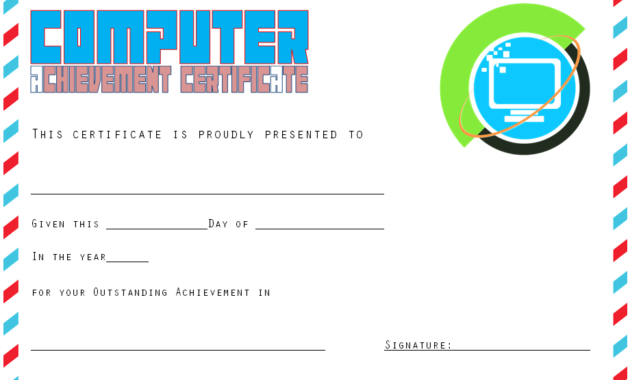 computer certificate template word, computer award certificate template, computer training certificate template, computer programming certificate