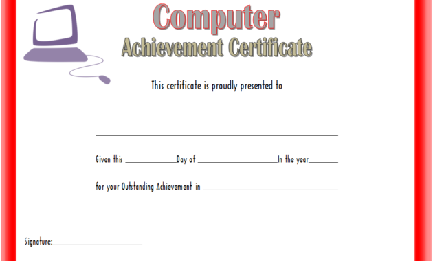 computer certificate template word, computer award certificate template, computer training certificate template, computer programming certificate