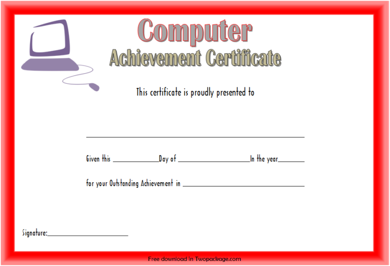 Amazing Computer Certificate Template Word FREE Download: 2021 Ideas