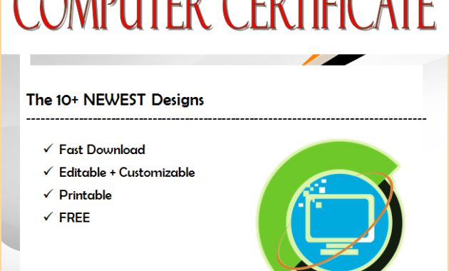 computer certificate template word, computer award certificate template, computer training certificate template, computer programming certificate