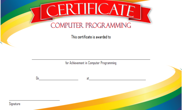 computer certificate template word, computer award certificate template, computer training certificate template, computer programming certificate