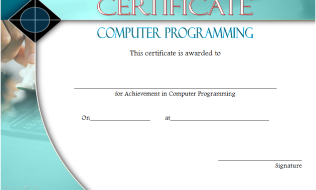 computer certificate template word, computer award certificate template, computer training certificate template, computer programming certificate