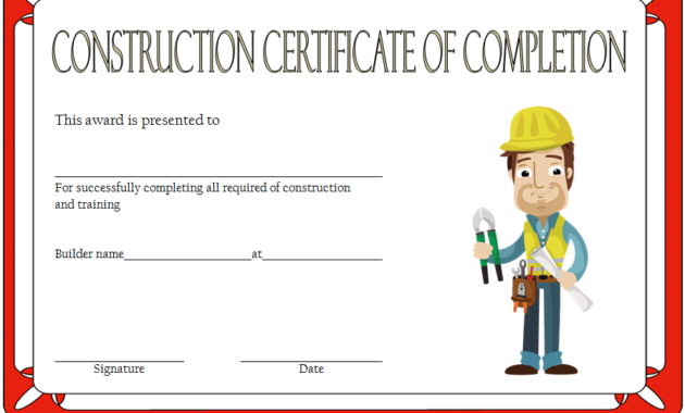 certificate of completion construction template, construction certificate of completion template, building certificate of completion template, construction training certificate template, construction vesting certificate template, construction certificate template