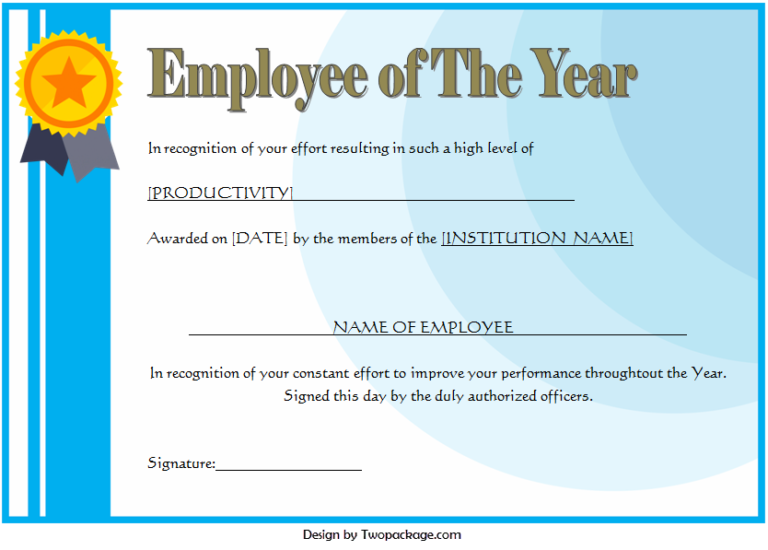 Employee of The Year Certificate Free Download 2021 Editable Designs