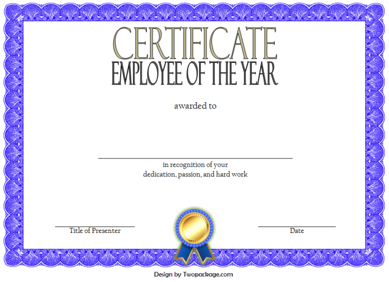 Employee of The Year Certificate Word Template FREE 2 | Two Package ...