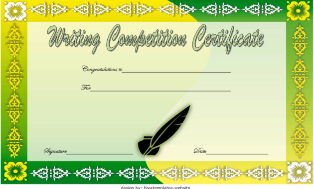 writing certificate template, writing competition certificate template, creative writing certificate template, essay writing competition certificate, writing contest certificate template