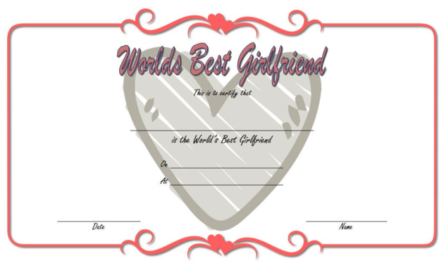 best girlfriend certificate template, best girlfriend certificate printable, best girlfriend award certificate template, best girlfriend in the world certificate