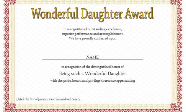 free printable best daughter certificate, best daughter in the world certificate, best daughter award certificate, world's best daughter certificates free, worlds best daughter certificate